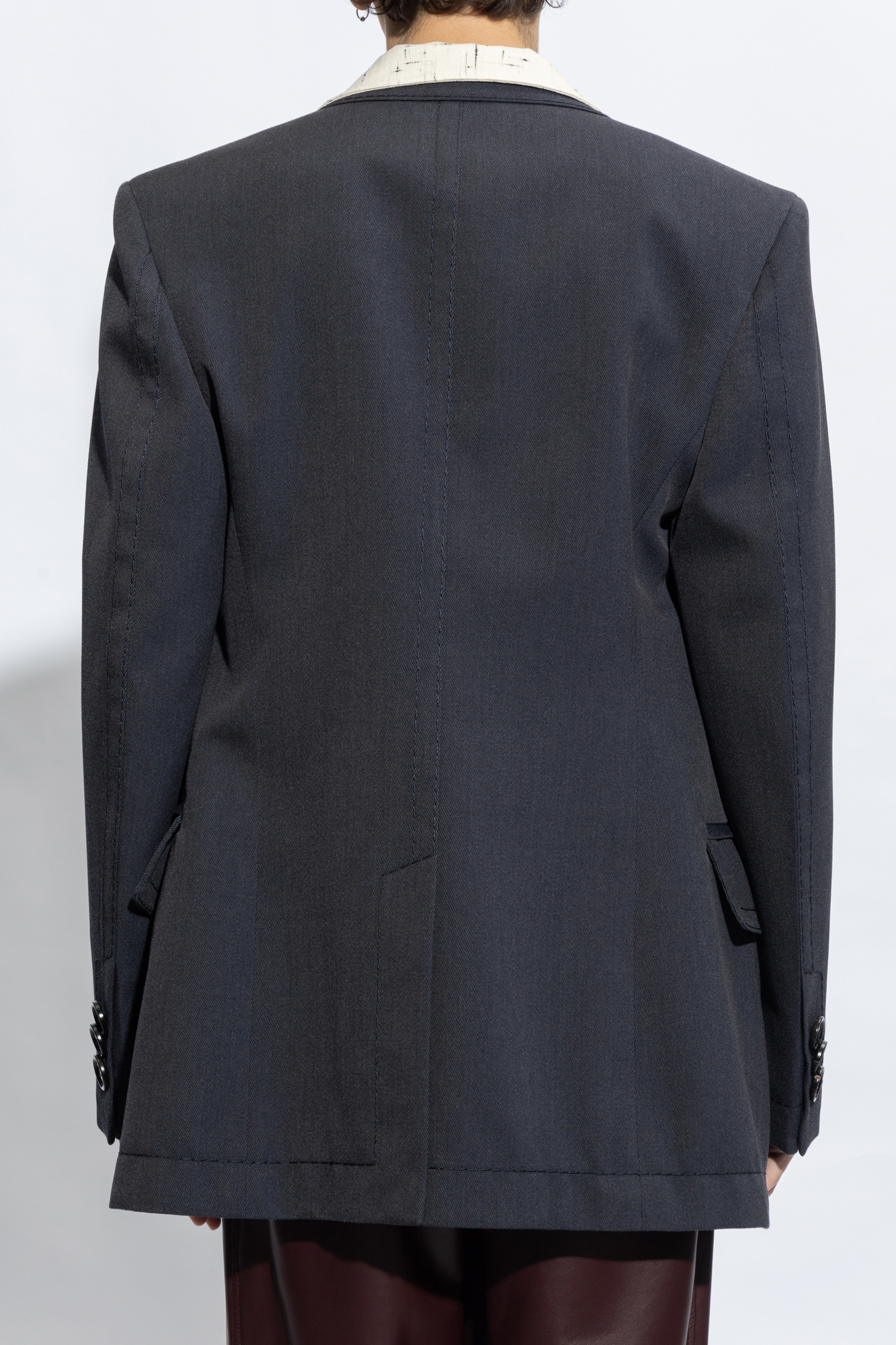 Navy blue Wool blazer 11in bottega Veneta - parka z kapturem